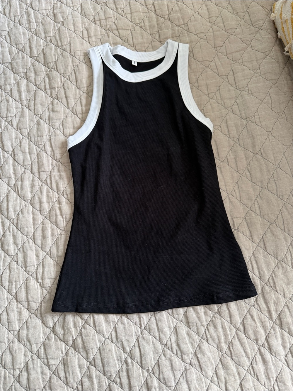 Black & White Racer Tank Top - Women's Casual Ribbed Tank